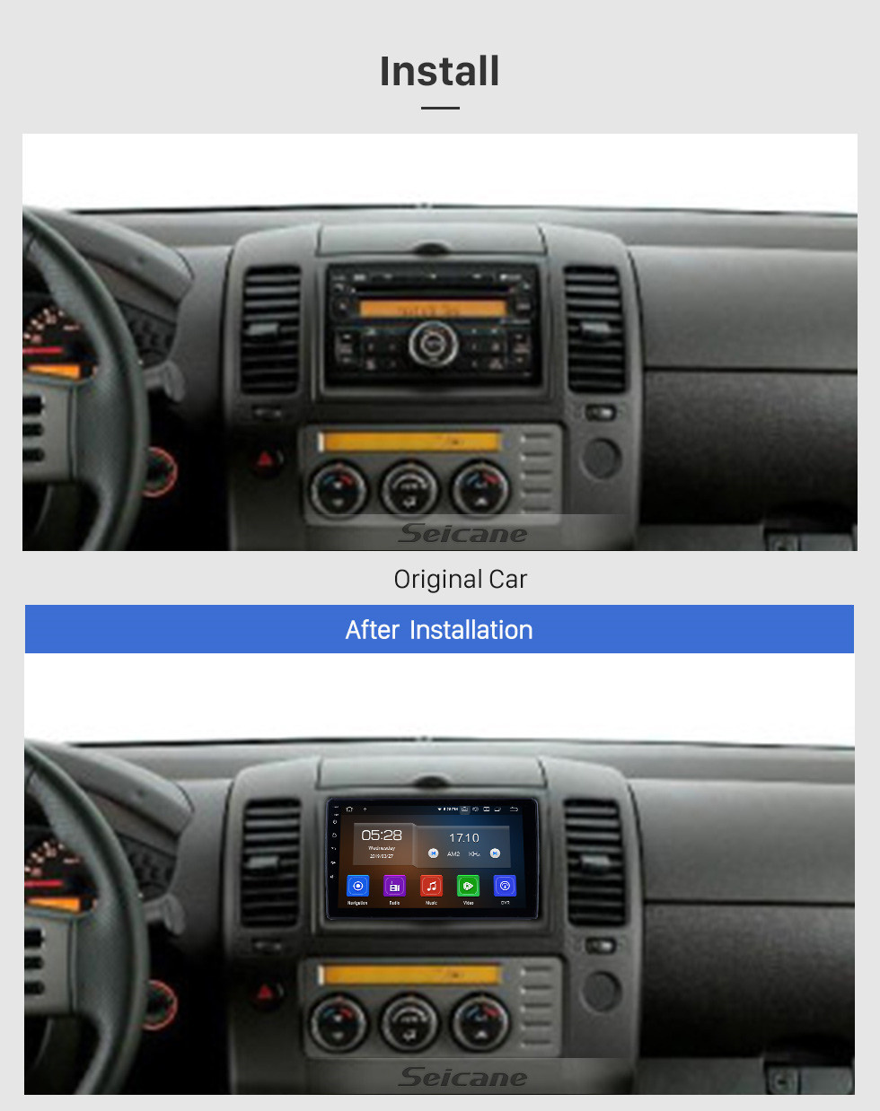 Seicane HD Touchscreen Para 2010 2011 2012-2015 Nissan Navara Radio Android 11.0 9 polegadas Navegação GPS Bluetooth Carplay suporte TPMS Câmera de backup