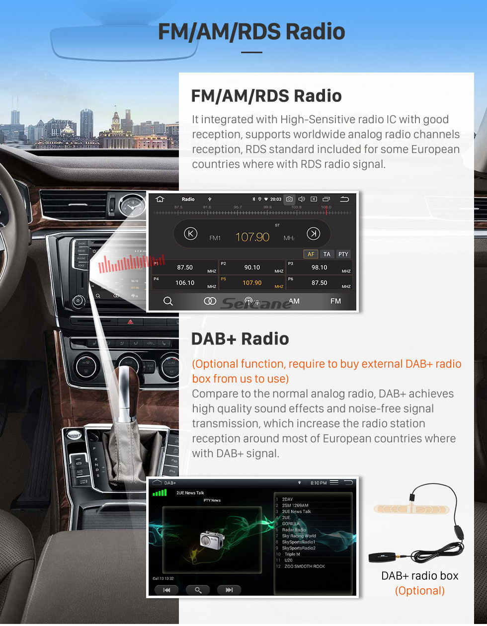 Seicane 9 pouces Pour 2015 2016 2017 2018 Citroen Beringo Radio Android 11.0 Navigation GPS Bluetooth HD Écran tactile Soutien Carplay Télévision numérique