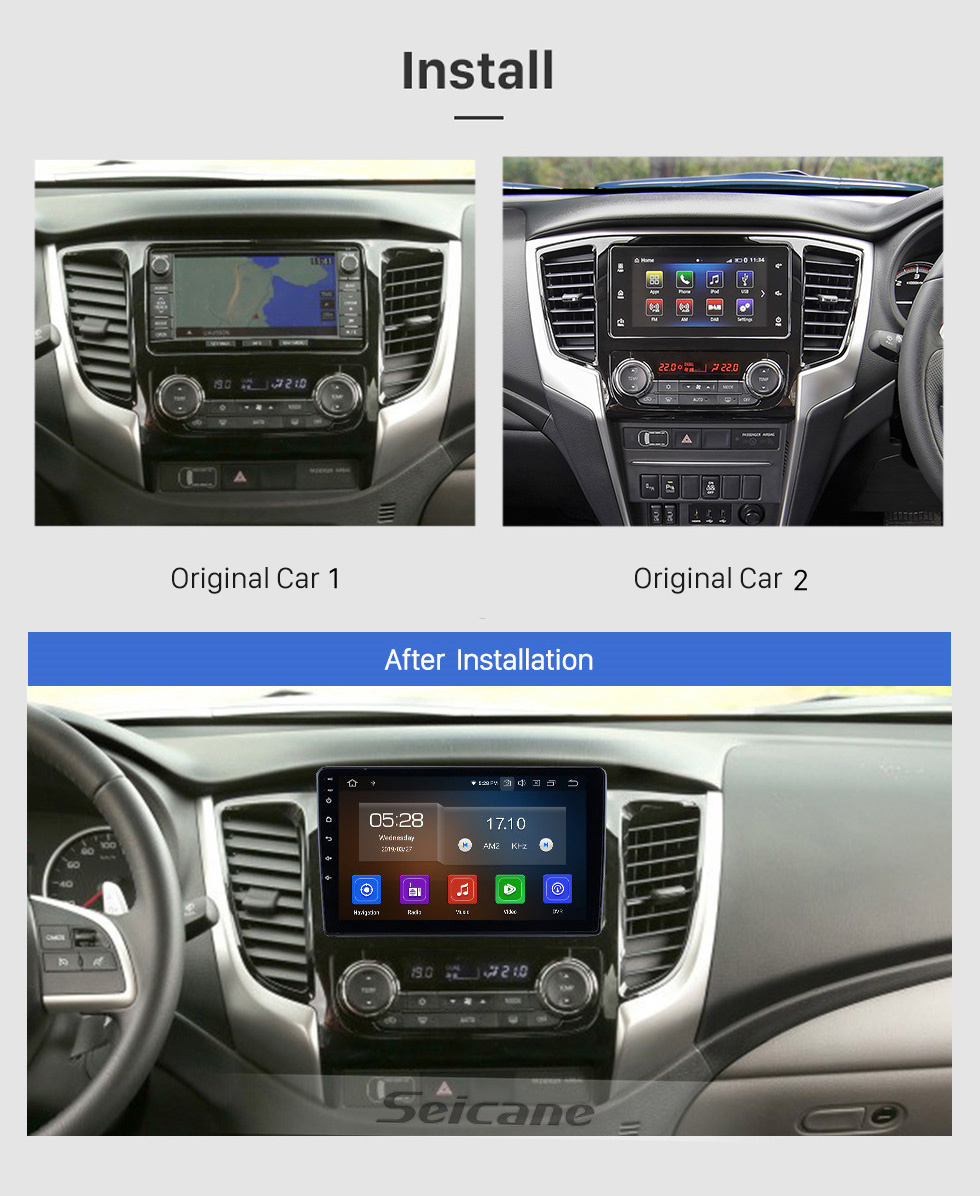 Seicane OEM 9 pulgadas para 2019-2020 Mitsubishi Triton Radio Android 13.0 Bluetooth HD Pantalla táctil Navegación GPS Carplay compatible con TPMS