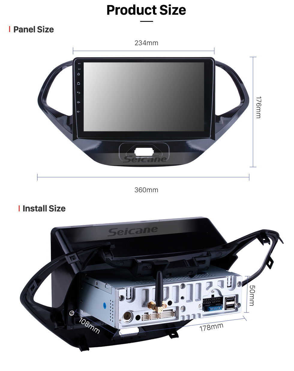 Seicane Pantalla táctil HD 2015 2016 2017 2018 Ford Figo Radio Android 11.0 Navegación GPS de 9 pulgadas Soporte Bluetooth AUX Carplay Cámara de respaldo