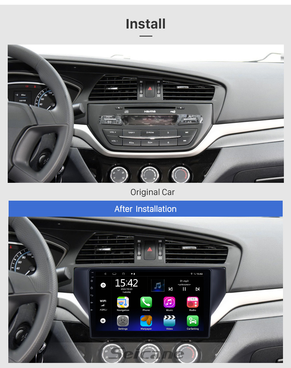 Seicane HD Touchscreen 10.1 inch Android 11.0 for FAW Haima M6 Radio GPS Navigation System Bluetooth Carplay support Backup camera