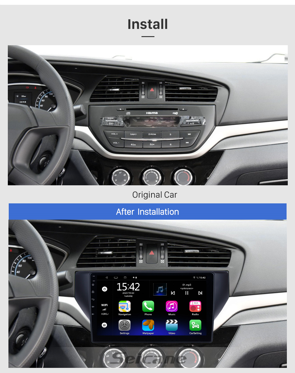 Seicane Écran tactile HD 10.1 pouces Android 11.0 pour FAW Haima M6 Radio Système de navigation GPS Prise en charge Bluetooth Carplay Caméra de recul