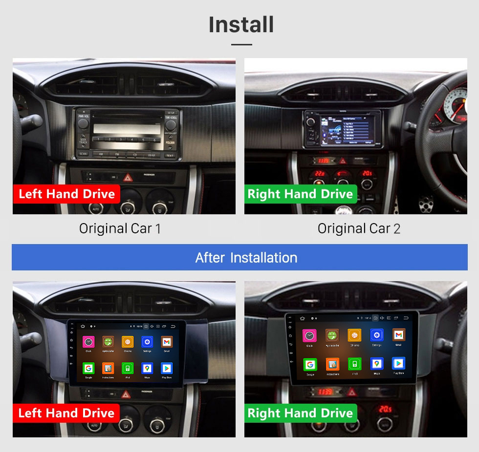 Seicane OEM 9 inch Android 12.0 for Subaru BRZ Scion FRS Toyota GT86 GPS Navigation Radio Stereo IPS Touchscreen builit-in Carplay support OBD2 TPMS Bluetooth AUX