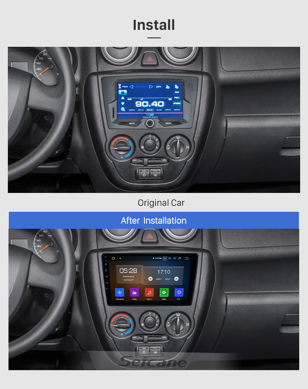 Seicane Android 11.0 Radio de navegación GPS de 9 pulgadas para 2011-2017 Lada Granta con pantalla táctil HD Carplay Bluetooth compatible con TV digital