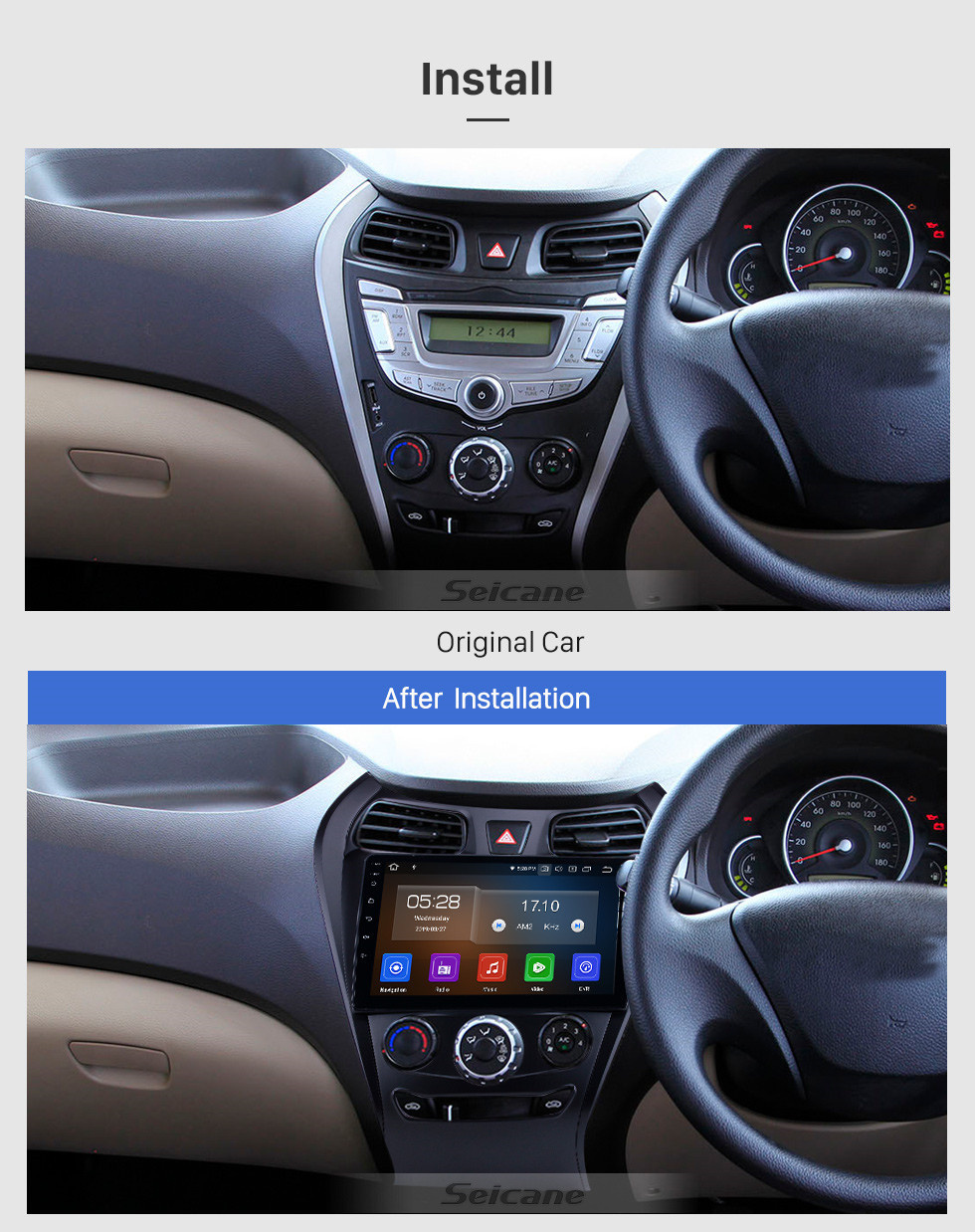 Seicane Android 11.0 9-дюймовый GPS-навигатор для Hyundai EON 2012 года с сенсорным экраном HD Carplay Поддержка Bluetooth Цифровое телевидение