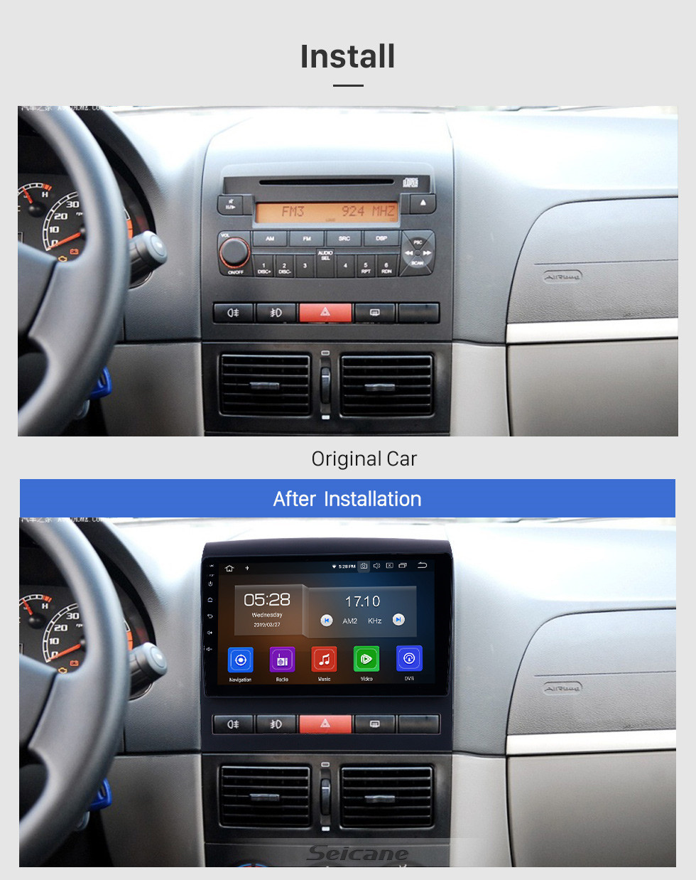 Seicane 2009 Fiat Perla Android 11.0 9 polegadas GPS Navegação Rádio Bluetooth HD Touchscreen USB Suporte Carplay DVR DAB + OBD2 SWC