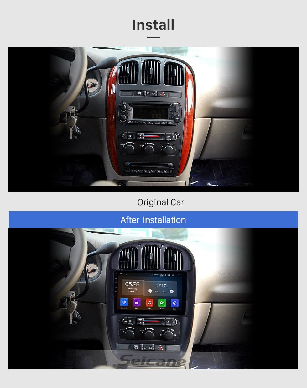 Seicane Pantalla táctil HD para 2006 2007 2008-2012 Chrysler Pacifica Radio Android 11.0 10.1 pulgadas Sistema de navegación GPS Bluetooth Carplay compatible con DAB +