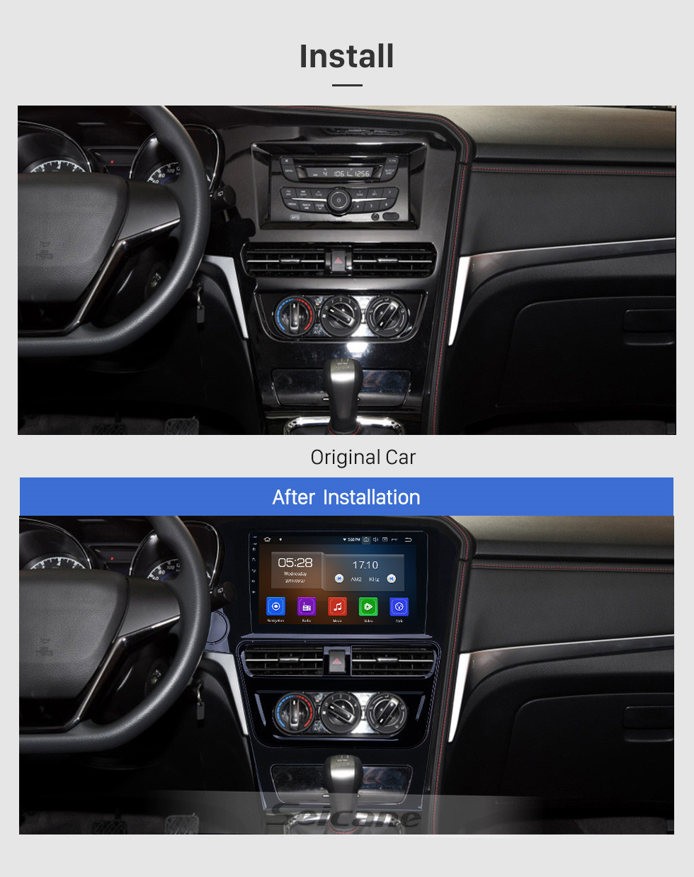 Seicane Écran tactile HD 2018-2019 Venucia T70 Version faible Android 11.0 10,1 pouces Navigation GPS Radio AUX Assistance Carplay Caméra arrière