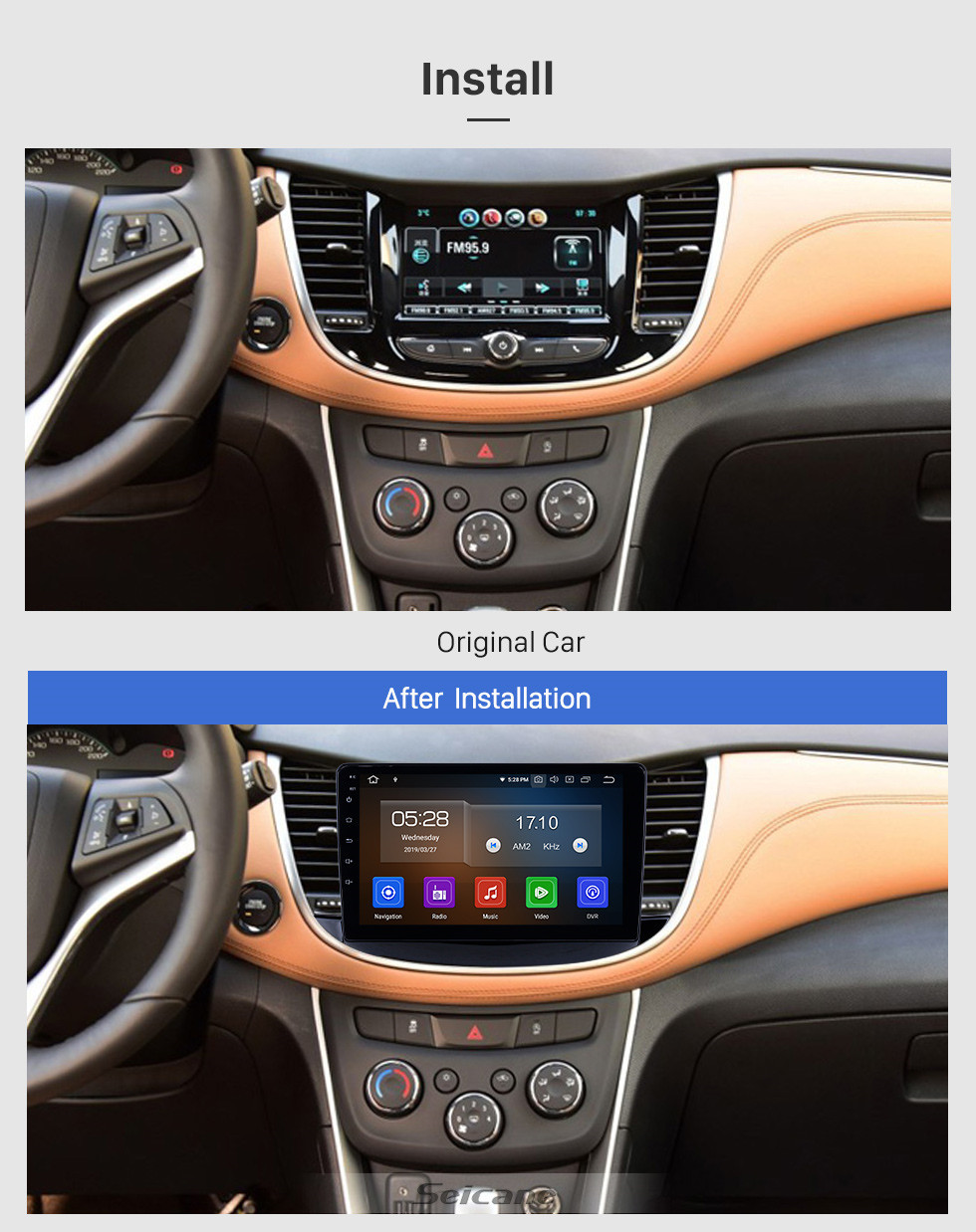 Seicane 2017-2019 Chevy Chevrolet Trax Android 11.0 9 polegadas GPS Navegação Rádio Bluetooth HD Touchscreen USB Carplay suporte Câmera traseira