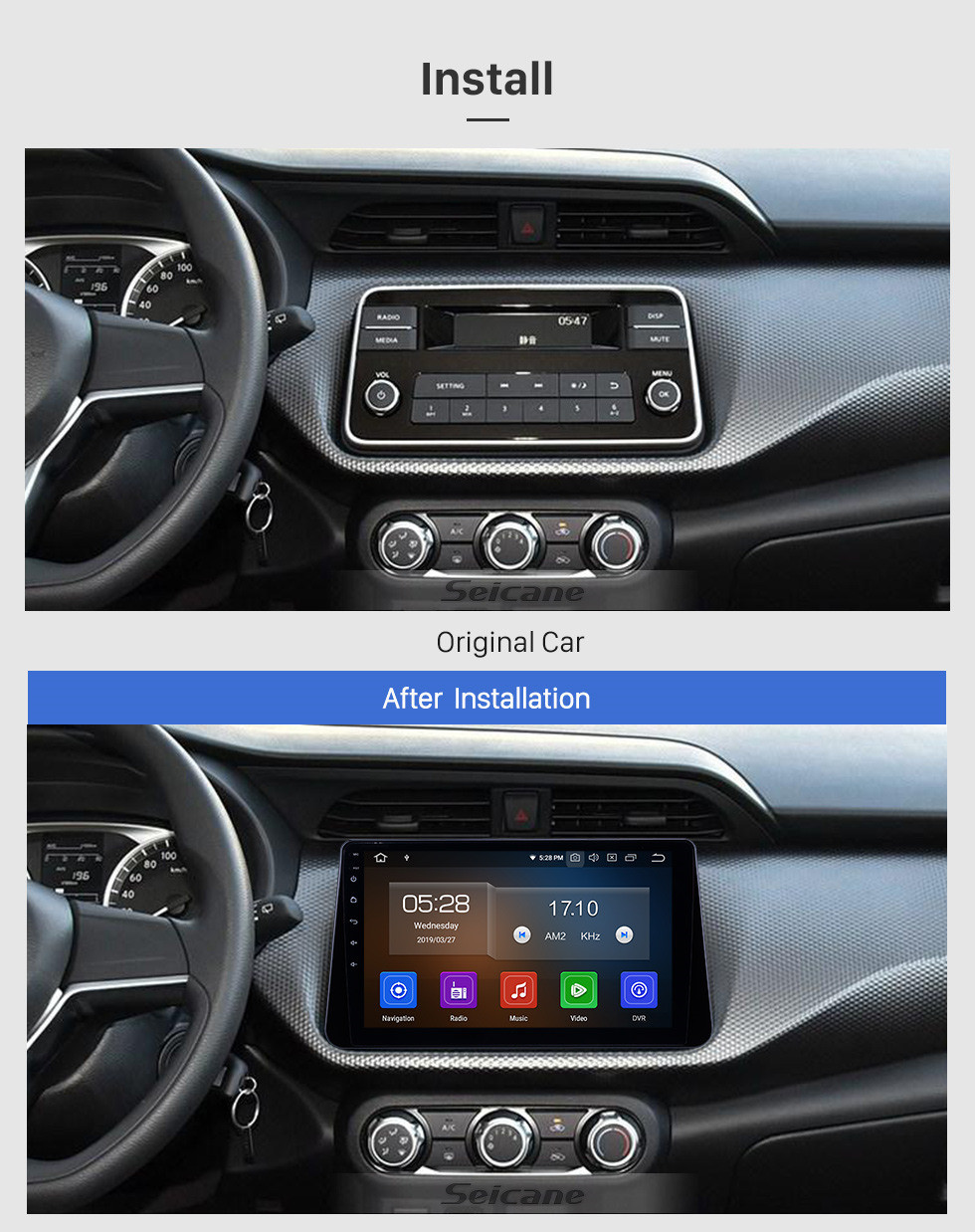 Seicane 10.1 pouces Android 11.0 Radio pour 2017-2019 Nissan Kicks avec Bluetooth HD à écran tactile Navigation GPS soutien Carplay TV numérique