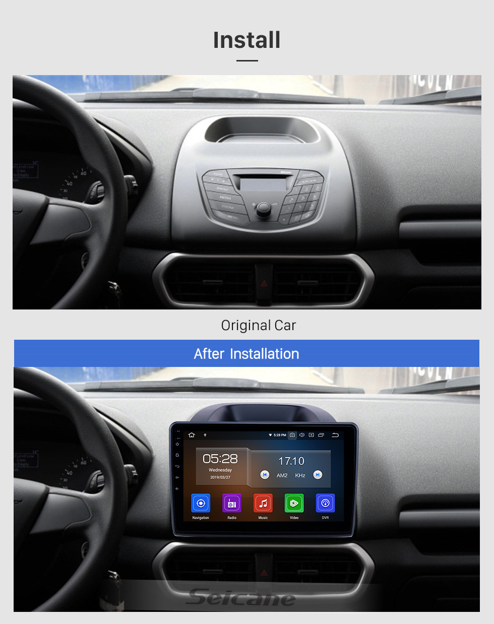 Seicane 10.1 polegadas Android 11.0 Radio para 2018-2019 Ford Ecosport com Bluetooth HD Touchscreen Navegação GPS Suporte Carplay DAB + TPMS