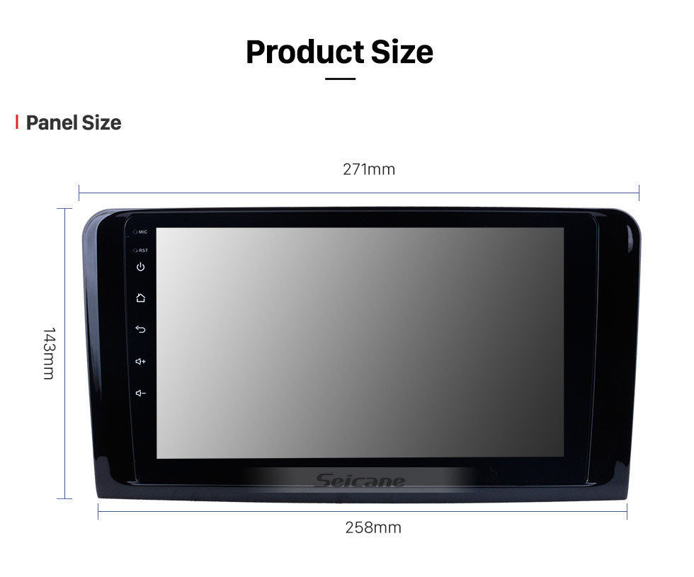 Seicane 2005-2012 Mercedes Benz ML Class W164 ML280 ML300 ML320 ML350 ML420 ML450 ML500 ML550 ML63 Radio Removal with Android 13.0 GPS Navigation Stereo 1024*600 Multi-touch Capacitive Screen DVD Mirror Link OBD2 Bluetooth 4G WiFi