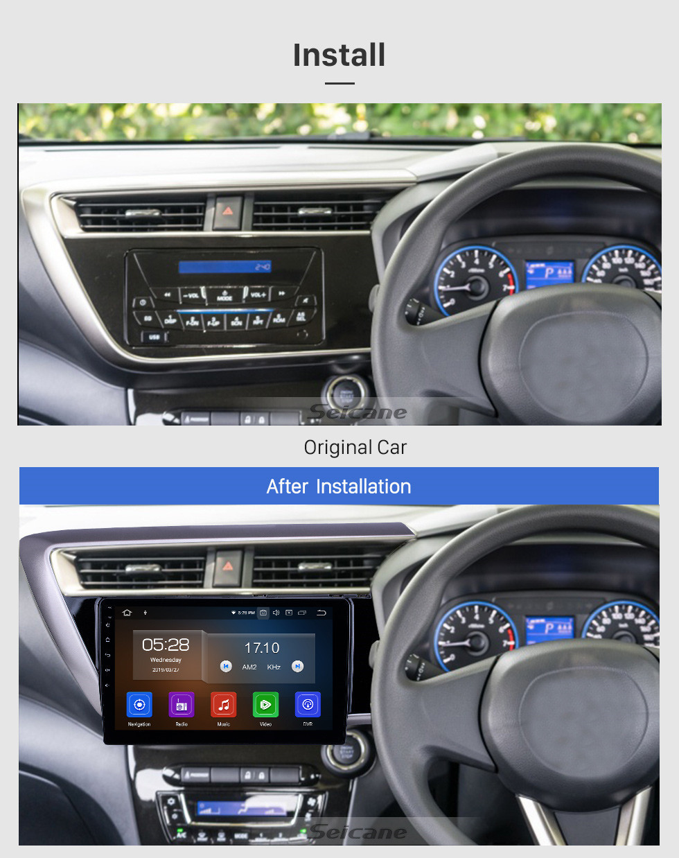 Seicane 10.1 polegadas Android 11.0 Rádio de Navegação GPS para 2018 Proton Myvi com HD Touchscreen Carplay Suporte Bluetooth 1080P Vídeo