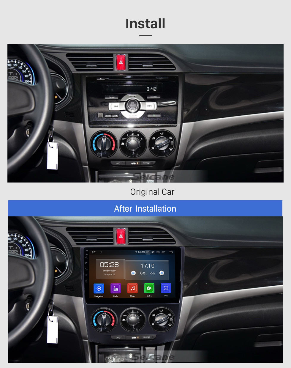 Seicane 10.1 polegadas Android 11.0 GPS Navigation Radio for 2013-2019 Honda Crider Manual A / C with HD Touchscreen Carplay Bluetooth support 1080P