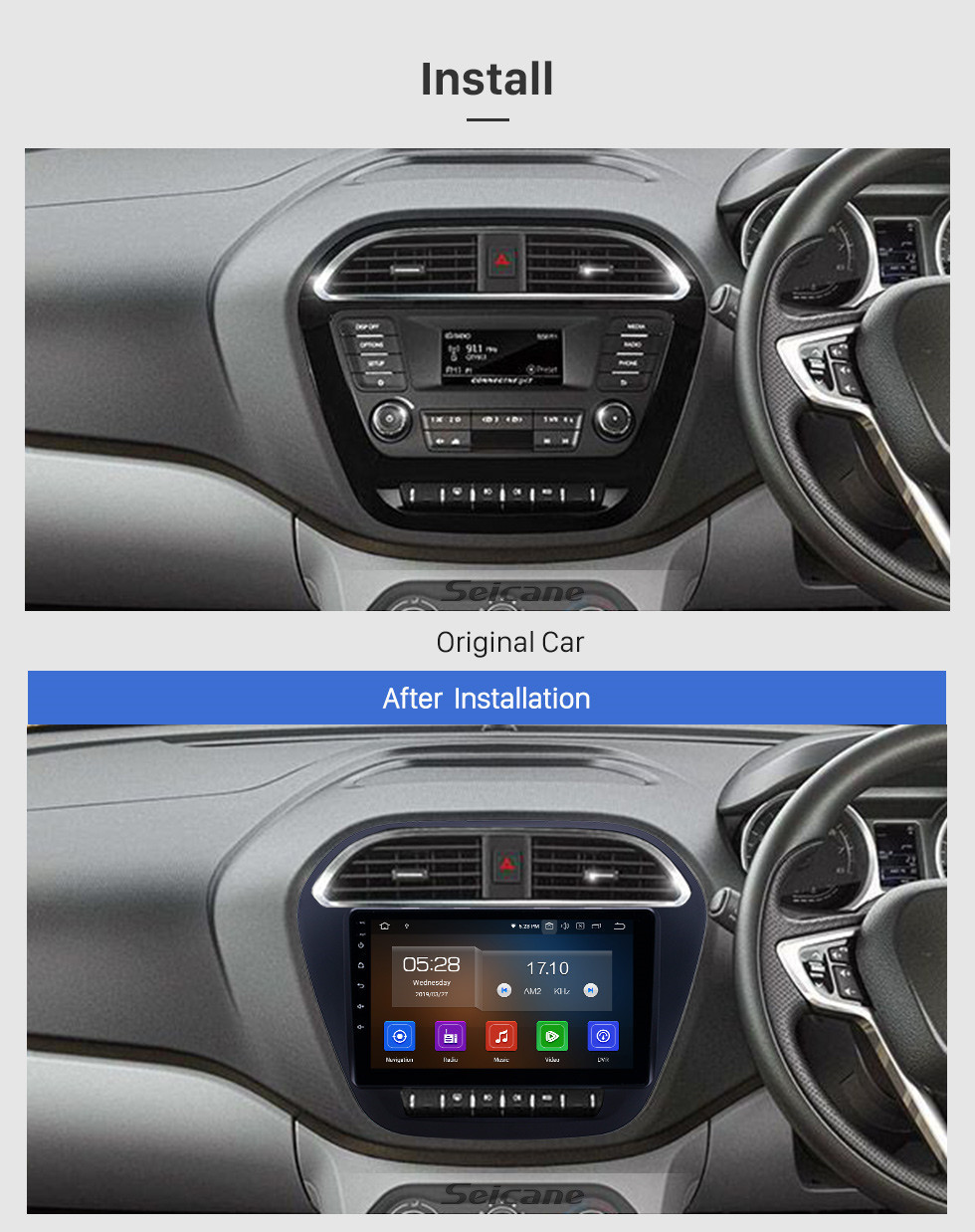 Seicane HD сенсорный экран 2019 Tata Tiago / Nexon Android 11.0 9-дюймовый GPS-навигация Радио Bluetooth AUX Поддержка Carplay Задняя камера DAB + OBD2