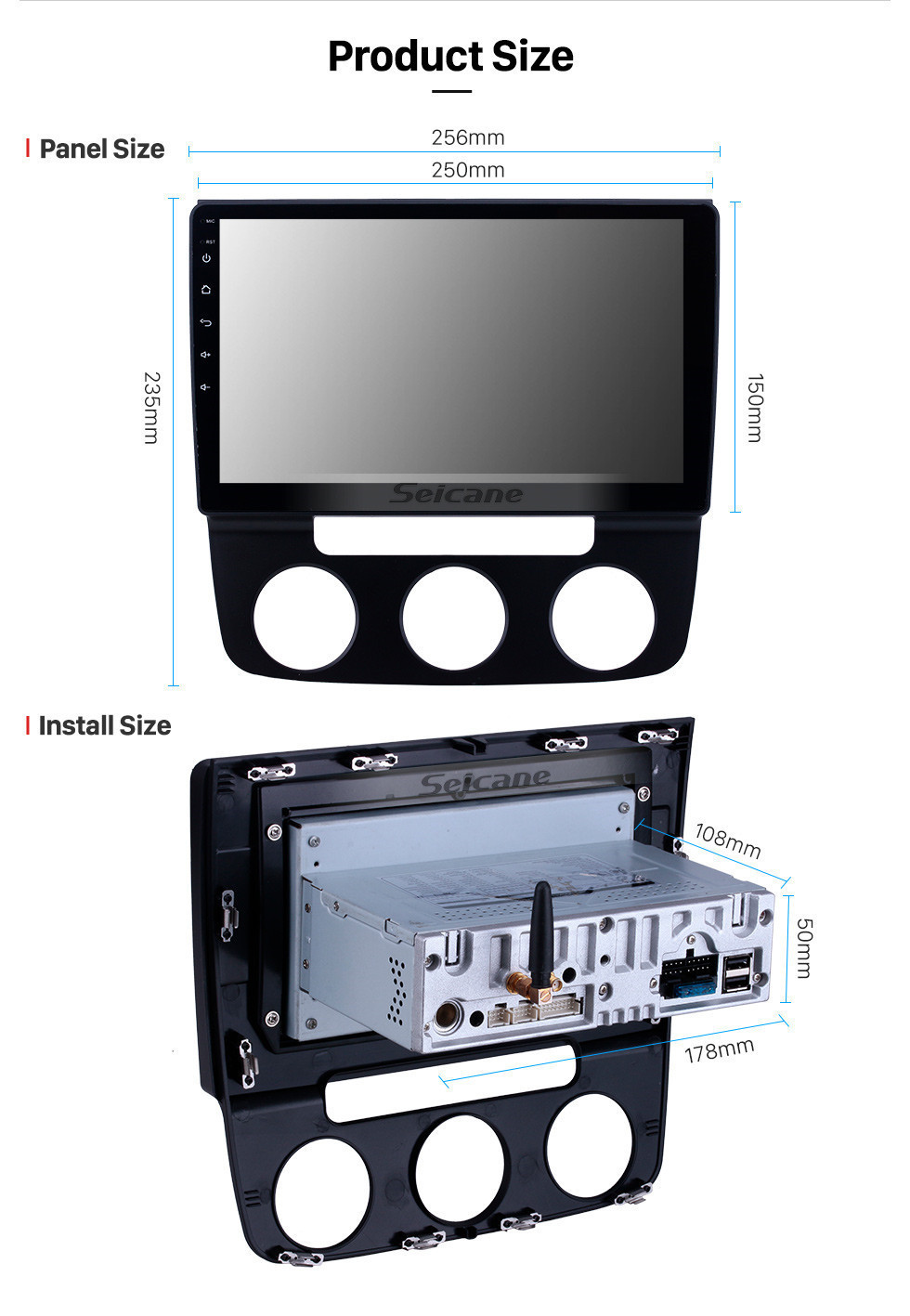 Seicane 10,1 pouces Android 11.0 Radio de navigation GPS pour 2006-2010 VW Volkswagen Bora Manuel A / C avec écran tactile HD Prise en charge de Bluetooth Carplay 1080P