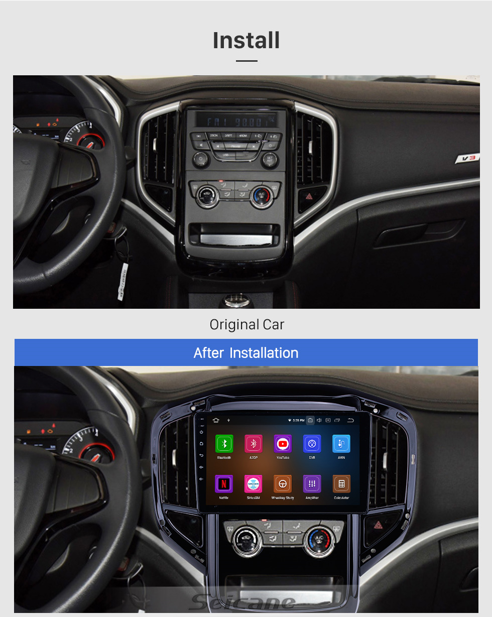 Seicane Android 11.0 für 2017 Zhonghua V3 Radio 9-Zoll-GPS-Navigationssystem mit Bluetooth HD Touchscreen Carplay-Unterstützung SWC