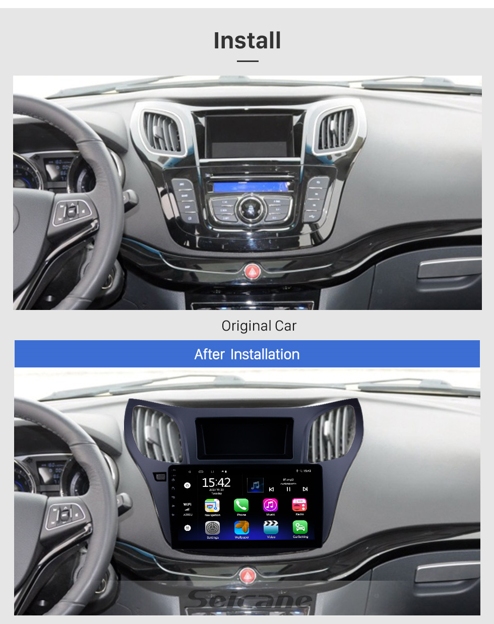 Seicane OEM Android 11.0 pour 2013 JAC Heyue RS M2 Radio avec Bluetooth 10.1 pouces HD Écran tactile Système de navigation GPS Carplay support DSP