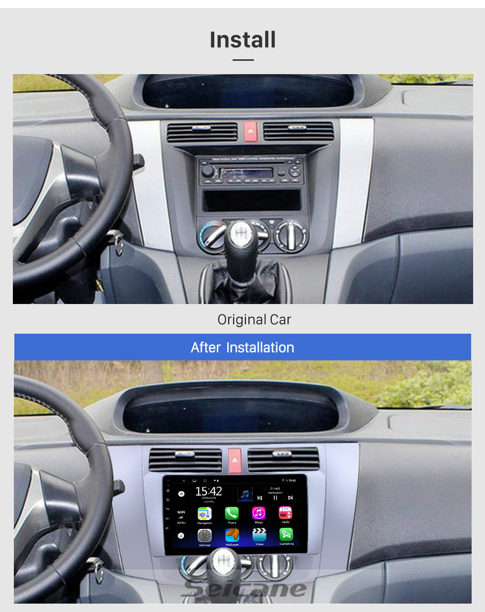 Seicane HD Touchscreen 9 Zoll Android 11.0 für Jing Yi xl Handbuch 2008-2012 Radio GPS Navigationssystem Bluetooth Carplay Unterstützung Rückfahrkamera