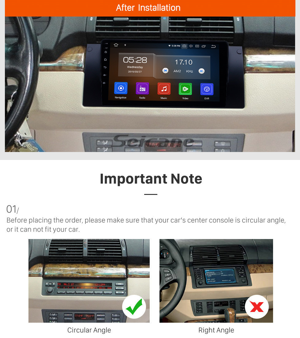 Seicane 1995-2003 BMW Série 5 E39 / X5 E53 Android 11.0 9 pouces Navigation GPS Radio HD avec écran tactile Bluetooth Prise en charge de Carplay DAB + SWC