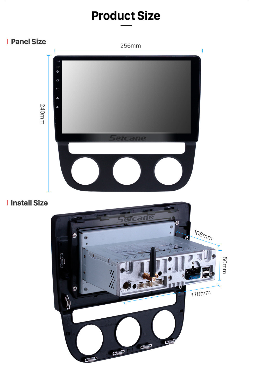Seicane 10,1 pouces Android 11.0 Radio de navigation GPS pour 2006-2010 VW Volkswagen Sagitar avec support tactile Carplay Bluetooth HD 1080p