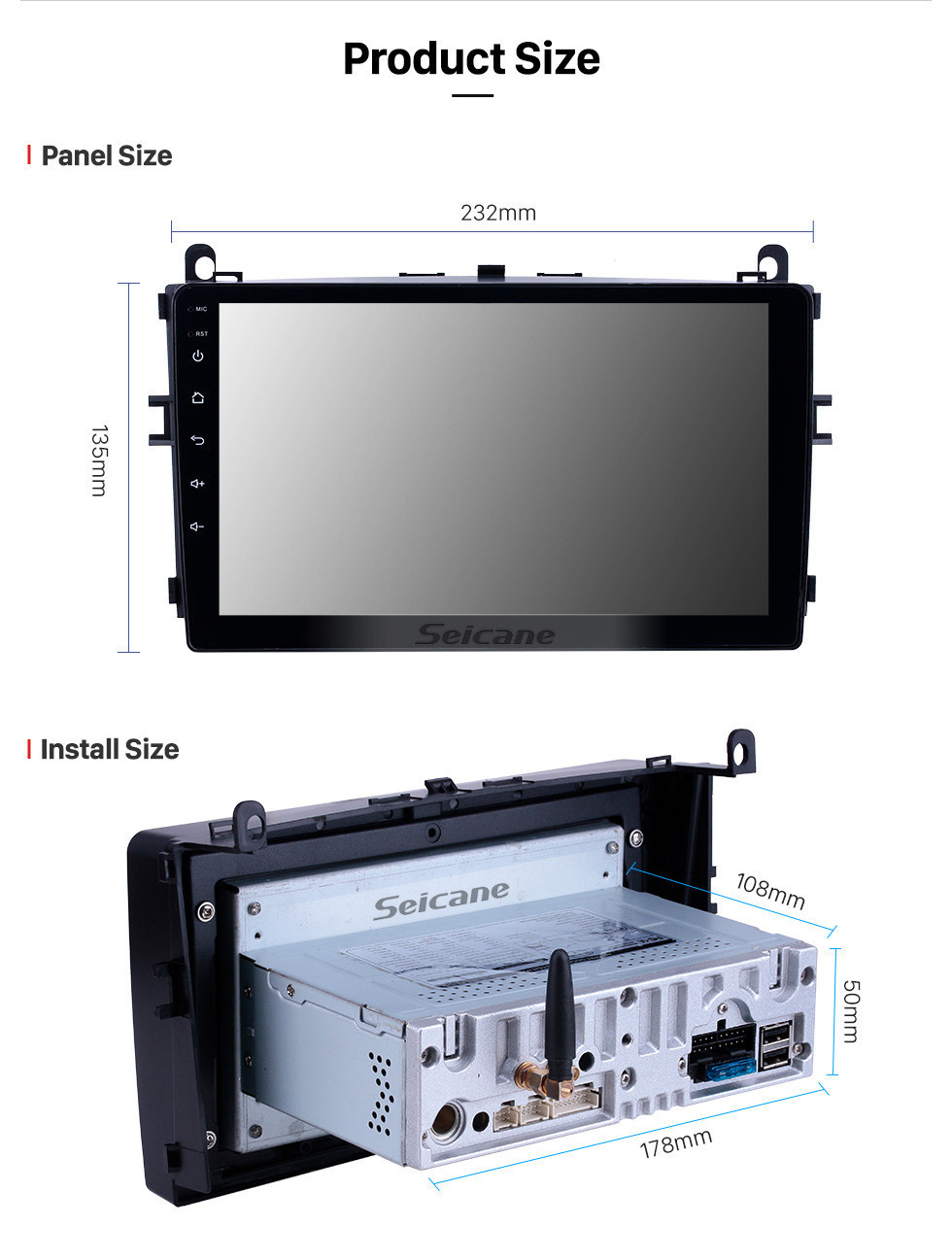 Seicane 9 polegadas Android 11.0 Radio para 2016-2017 Baic Série E130 E150 / EV Série EV160 EV200 / Senova D20 Bluetooth HD Touchscreen Navegação GPS Suporte de reprodução 1080P