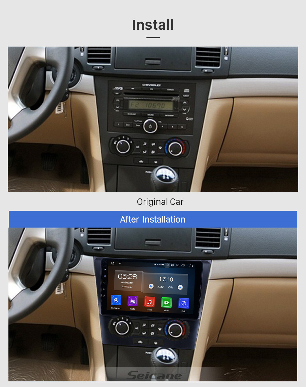 Seicane 2007-2012 Chevy Chevrolet Epica Android 11.0 9 Zoll GPS Navigationsradio Bluetooth HD mit Berührungseingabe Bildschirm USB Carplay Unterstützung DAB + SWC