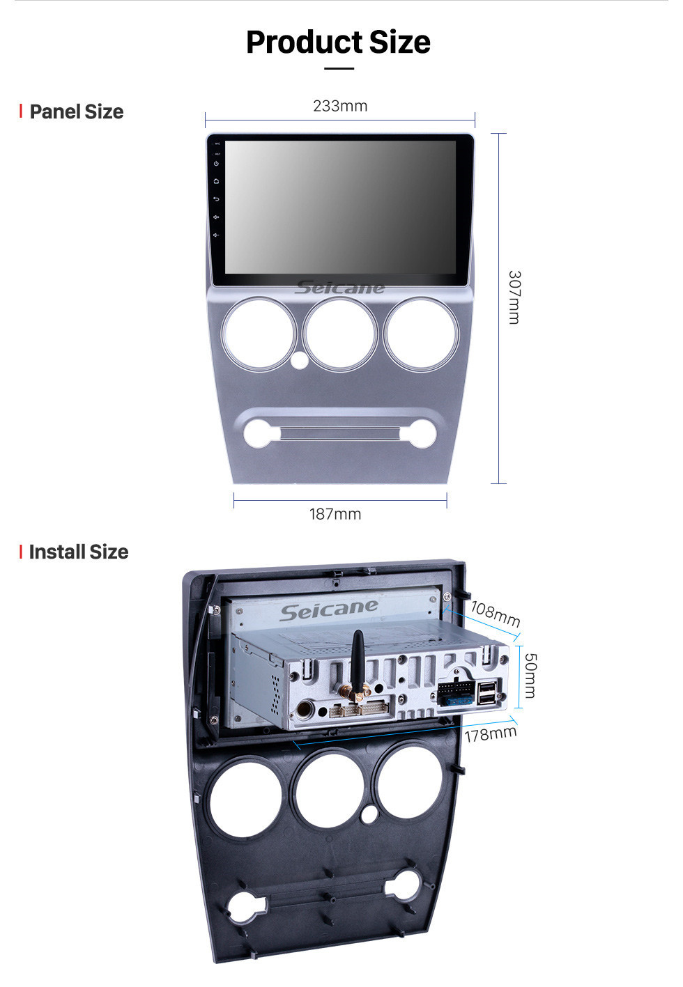 Seicane Сенсорный экран HD 2008-2013 Citroen Elysee Android 11.0 9-дюймовый GPS-навигация Радио Bluetooth AUX USB Поддержка Carplay DAB + резервная камера