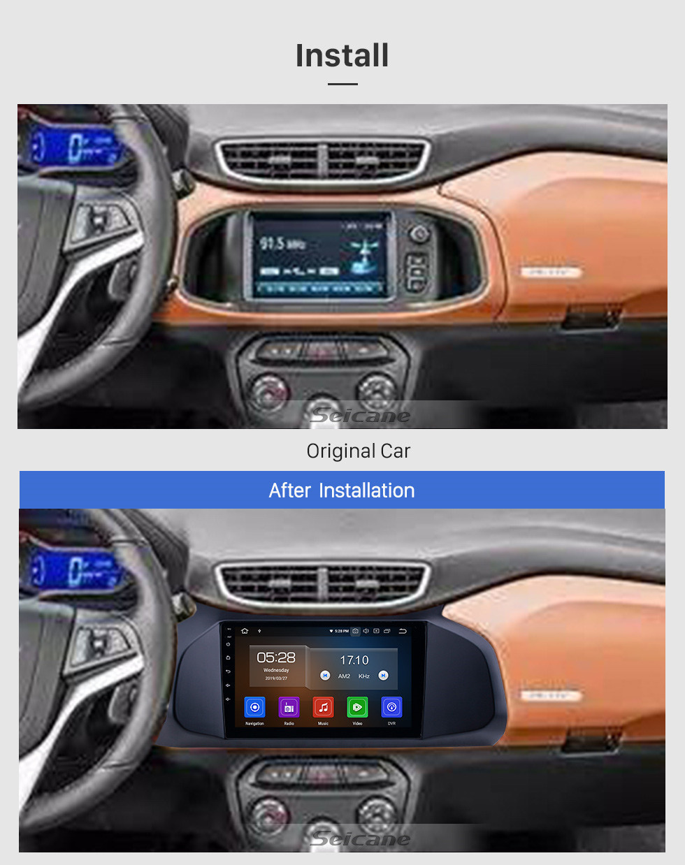 Seicane 2012-2019 Chevy Chevrolet Onix Android 11.0 Radio de navigation GPS 9 pouces Bluetooth Bluetooth HD à écran tactile Prise en charge de Carplay OBD2 TPMS