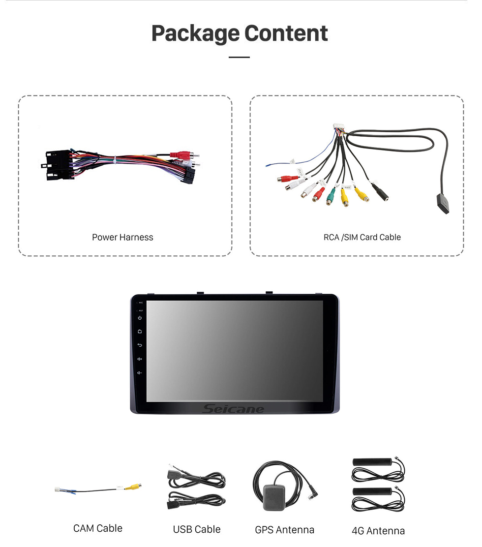 Seicane Écran tactile HD 2010-2019 Kia Carnival Android 12.0 9 pouces Navigation GPS Radio AUX support Carplay DAB + OBD2 caméra arrière