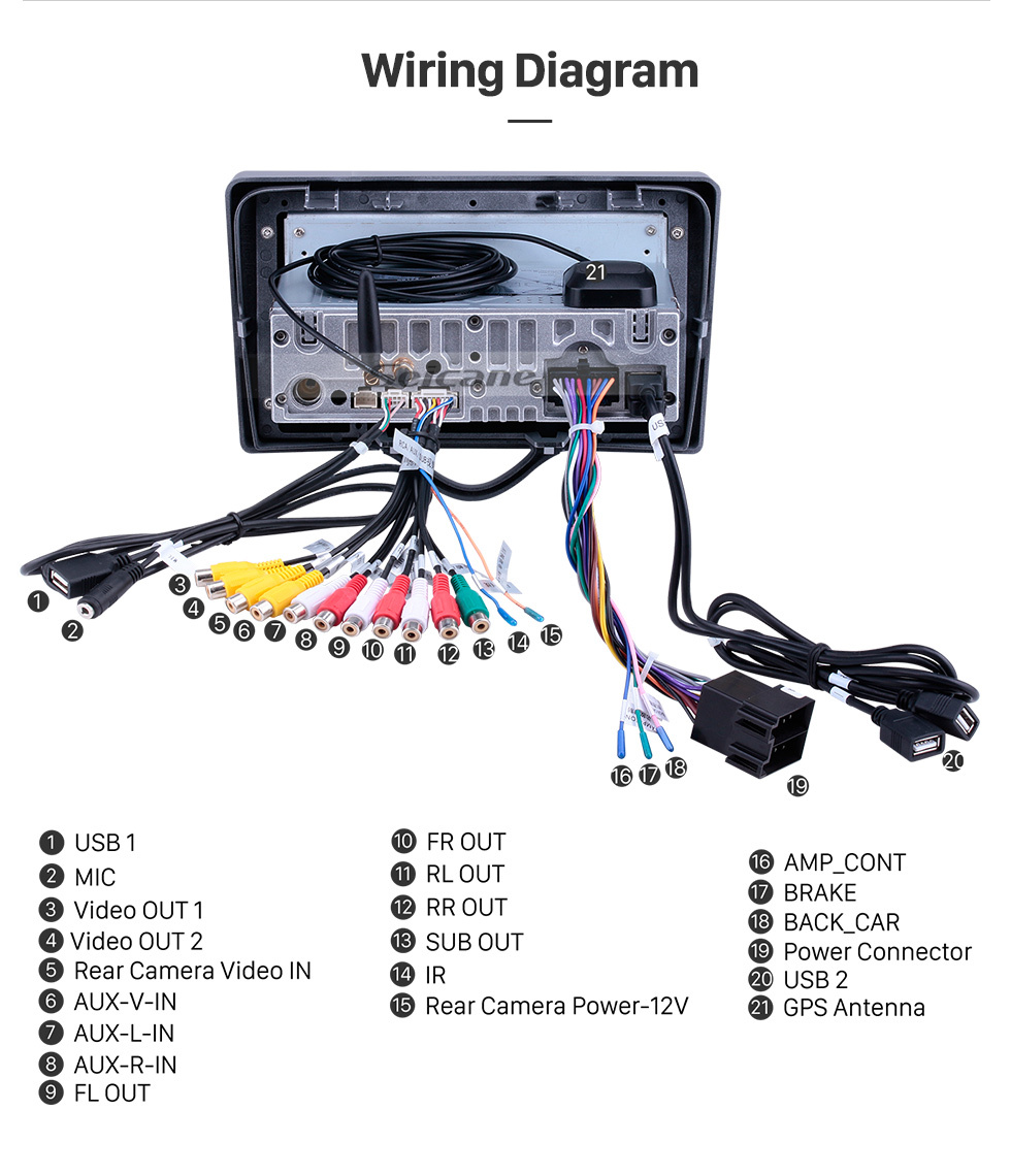 Seicane HD Touchscreen de 9 polegadas Android 11.0 para JAC Tongyue RS 2008-2012 Sistema de navegação GPS por rádio Bluetooth com suporte para câmera de backup