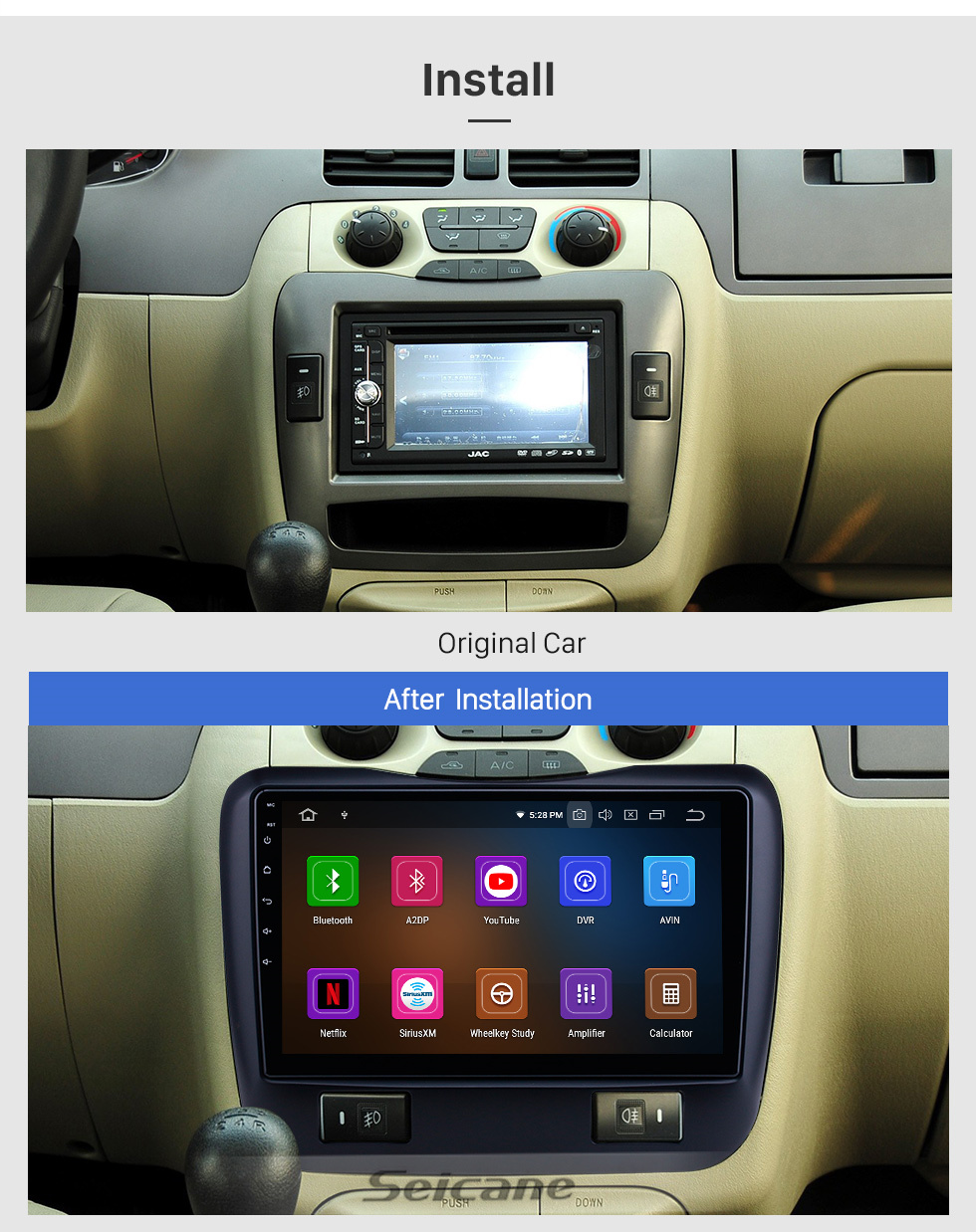 Seicane Pantalla táctil HD de 10.1 pulgadas Android 11.0 para JAC Ruifeng 2011 Radio Sistema de navegación GPS Soporte Bluetooth Carplay Cámara de respaldo
