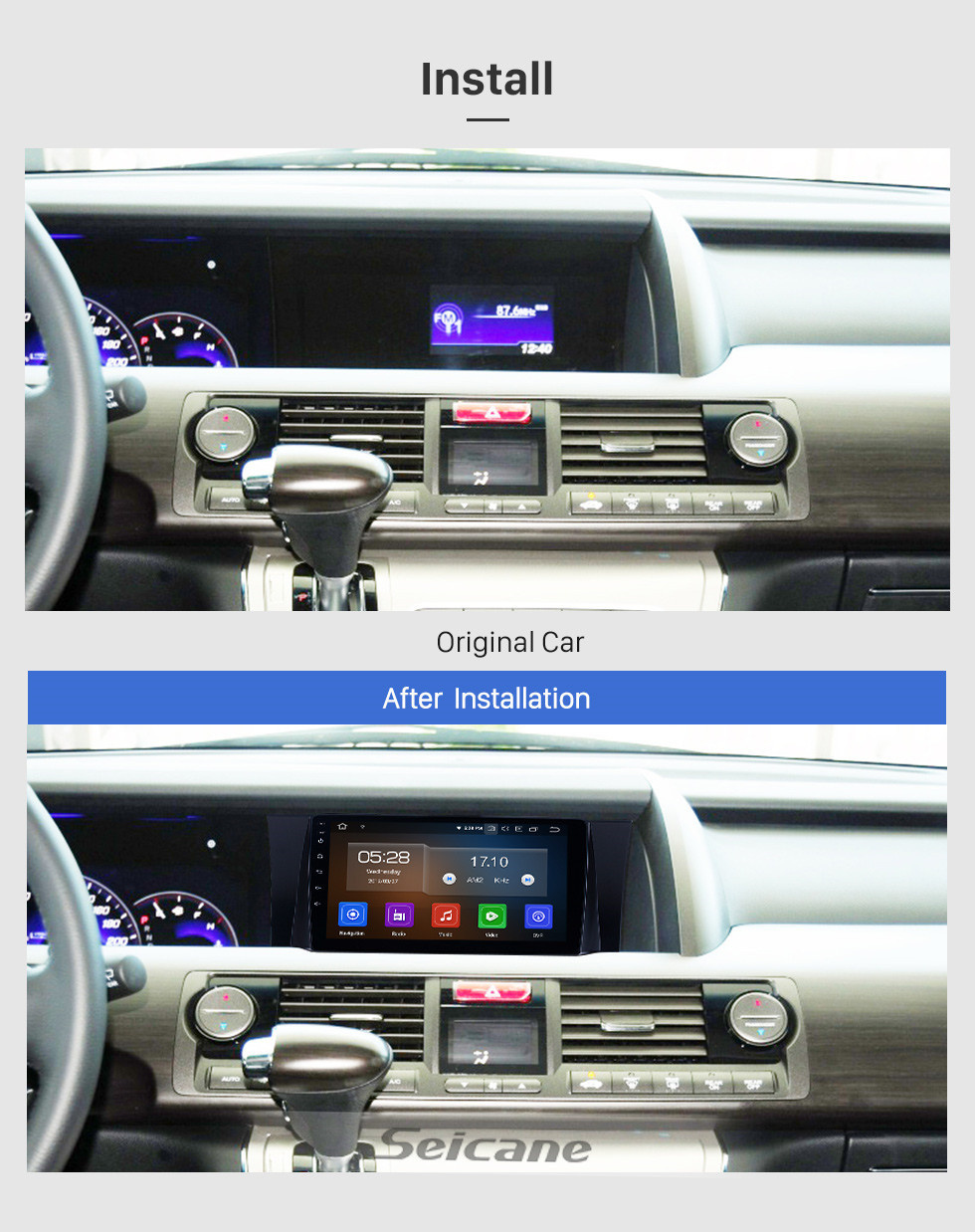 Seicane 2012-2015 Honda Elysion Android 11.0 9 polegadas Navegação GPS Rádio Bluetooth HD Touchscreen Suporte para Carplay Câmera de backup TPMS