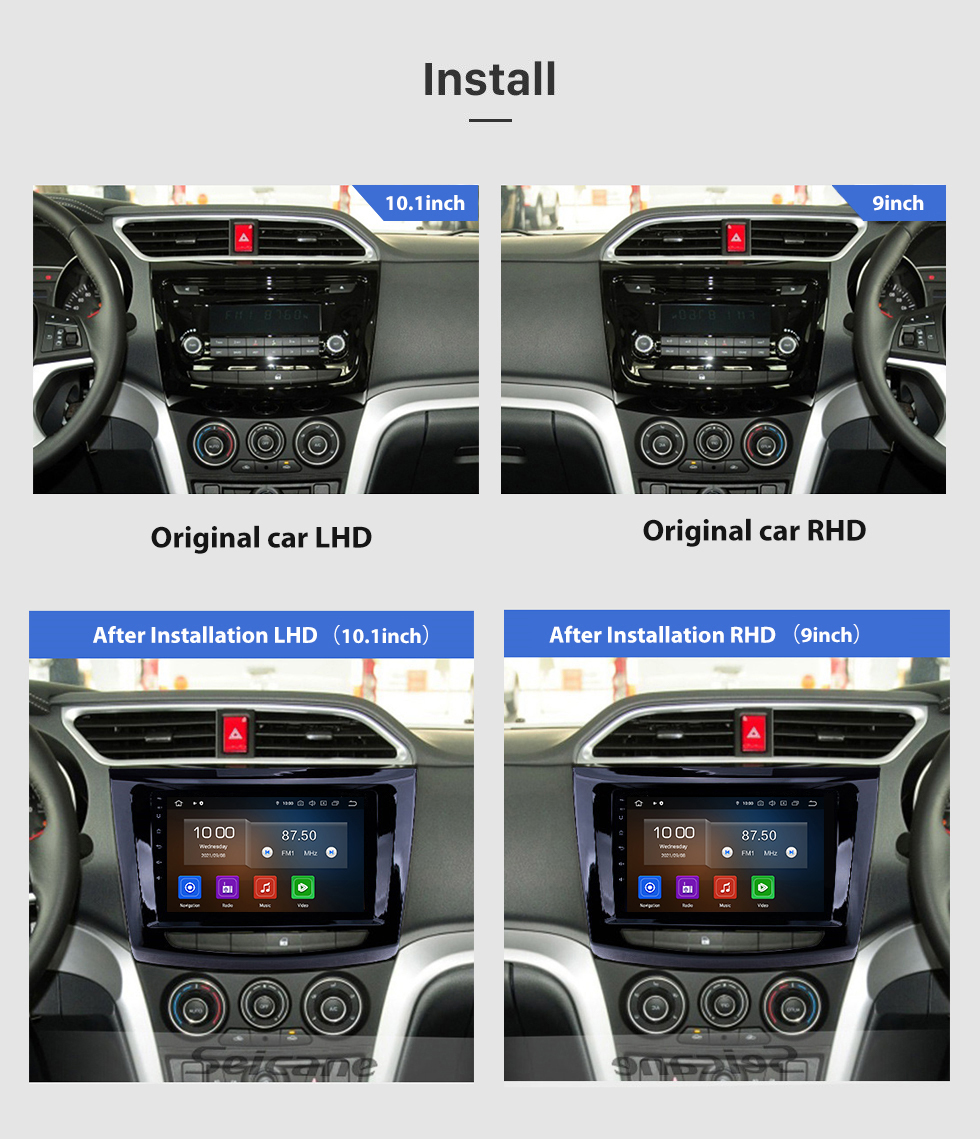 Seicane Écran tactile HD 2012-2016 Great Wall Wingle 6 RHD Android 13.0 Radio de navigation GPS 9 pouces Bluetooth AUX Prise en charge de Carplay DAB + OBD2