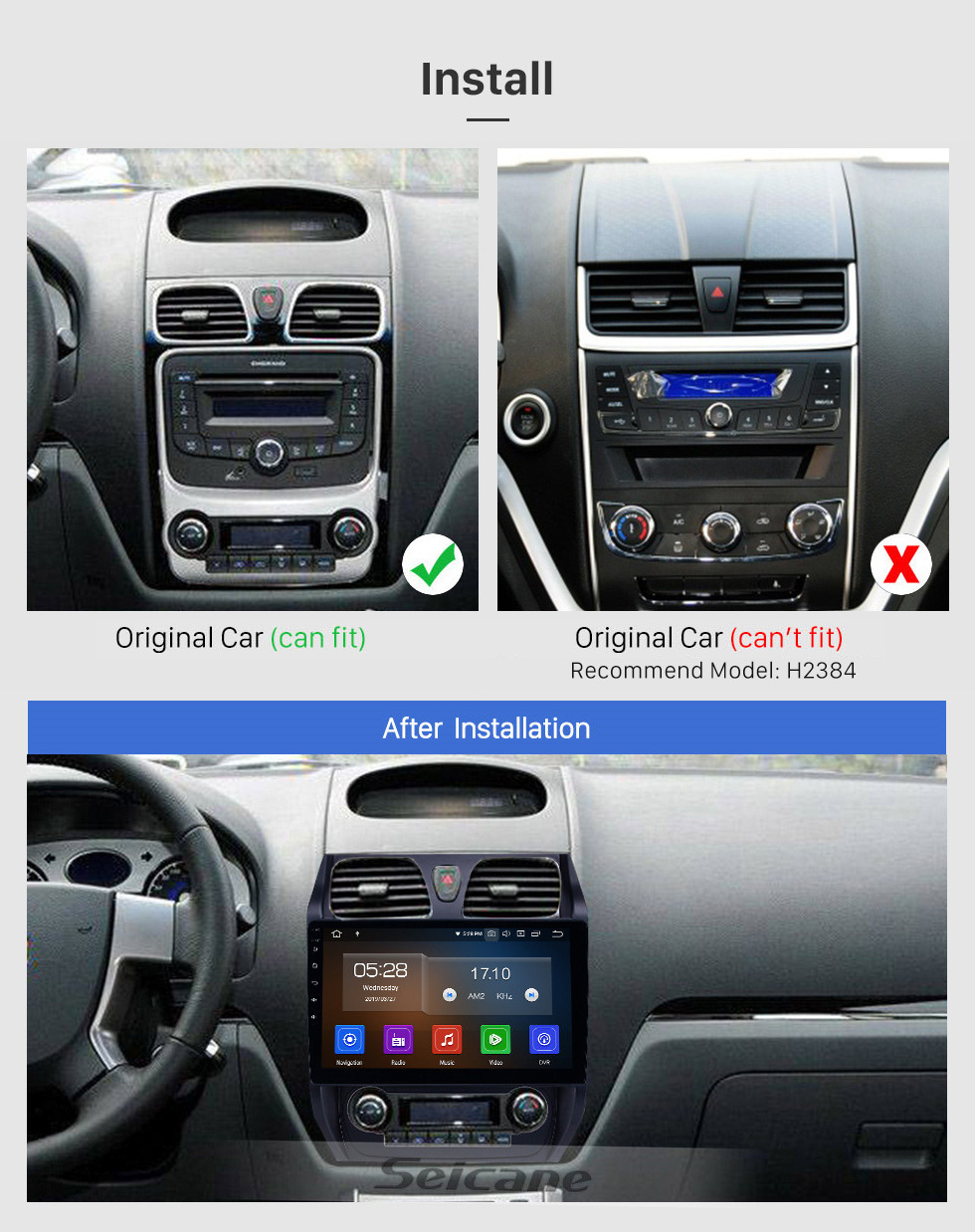 Seicane 10.1 inch Android 10.0 GPS Navigation Radio for 2012-2013 Geely Emgrand EC7 with HD Touchscreen Carplay AUX Bluetooth support 1080P