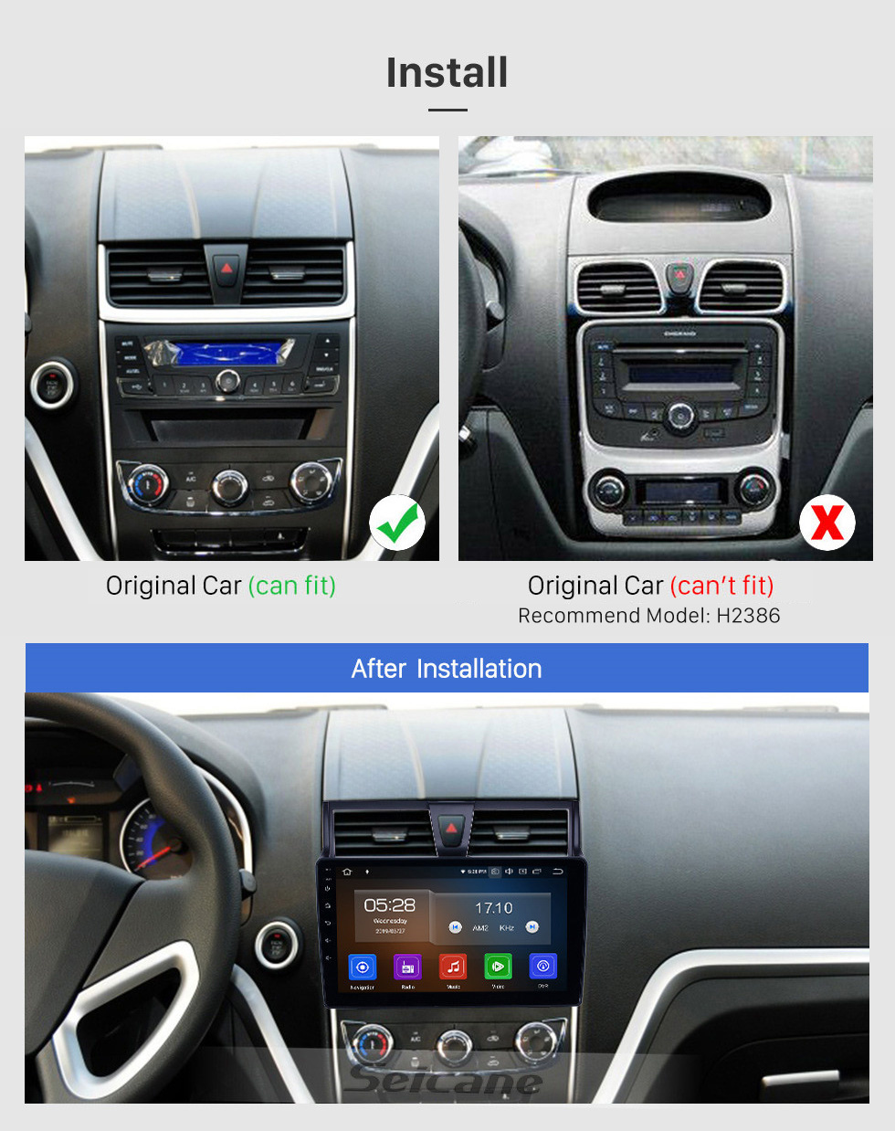 Seicane Pantalla táctil HD 2014-2016 Geely Emgrand EC7 Android 11.0 9 pulgadas Navegación GPS Radio Bluetooth WIFI AUX USB Carplay compatible con DAB + DVR OBD2