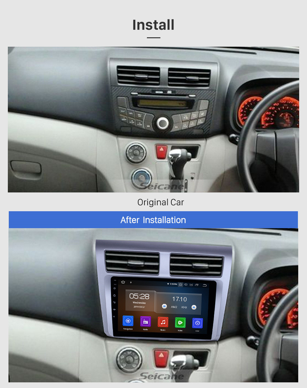 Seicane Android 11.0 9-дюймовый GPS-навигатор для 2012-2014 Proton Myvi с сенсорным экраном HD Carplay Bluetooth Mirror Link Поддержка цифрового ТВ