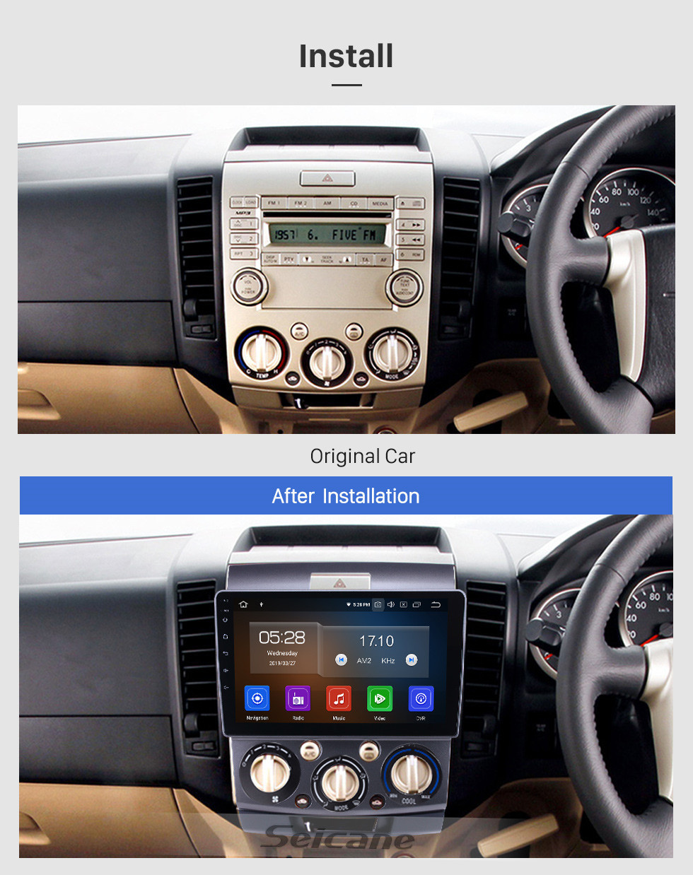 Seicane 2006-2010 Ford Everest / Ranger Mazda BT-50 Android 13.0 9 pulgadas GPS Navegación Radio Bluetooth HD Pantalla táctil Carplay soporte Cámara de respaldo