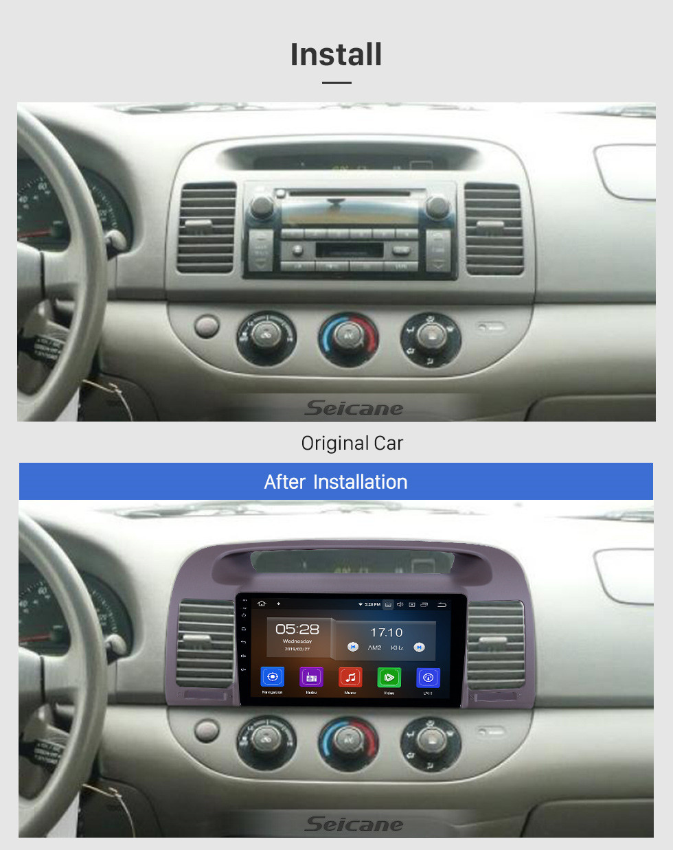 Seicane Android 11.0 Radio de navegación GPS de 9 pulgadas para Toyota Camry 2000-2003 con pantalla táctil HD Carplay Soporte Bluetooth Bluetooth TV digital