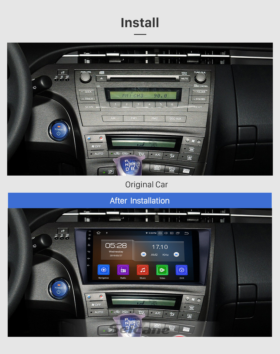 Seicane 2009-2013 Toyota Prius LHD Android 11.0 9 polegada Navegação GPS Rádio Bluetooth HD Touchscreen WIFI USB Carplay suporte DAB + TPMS