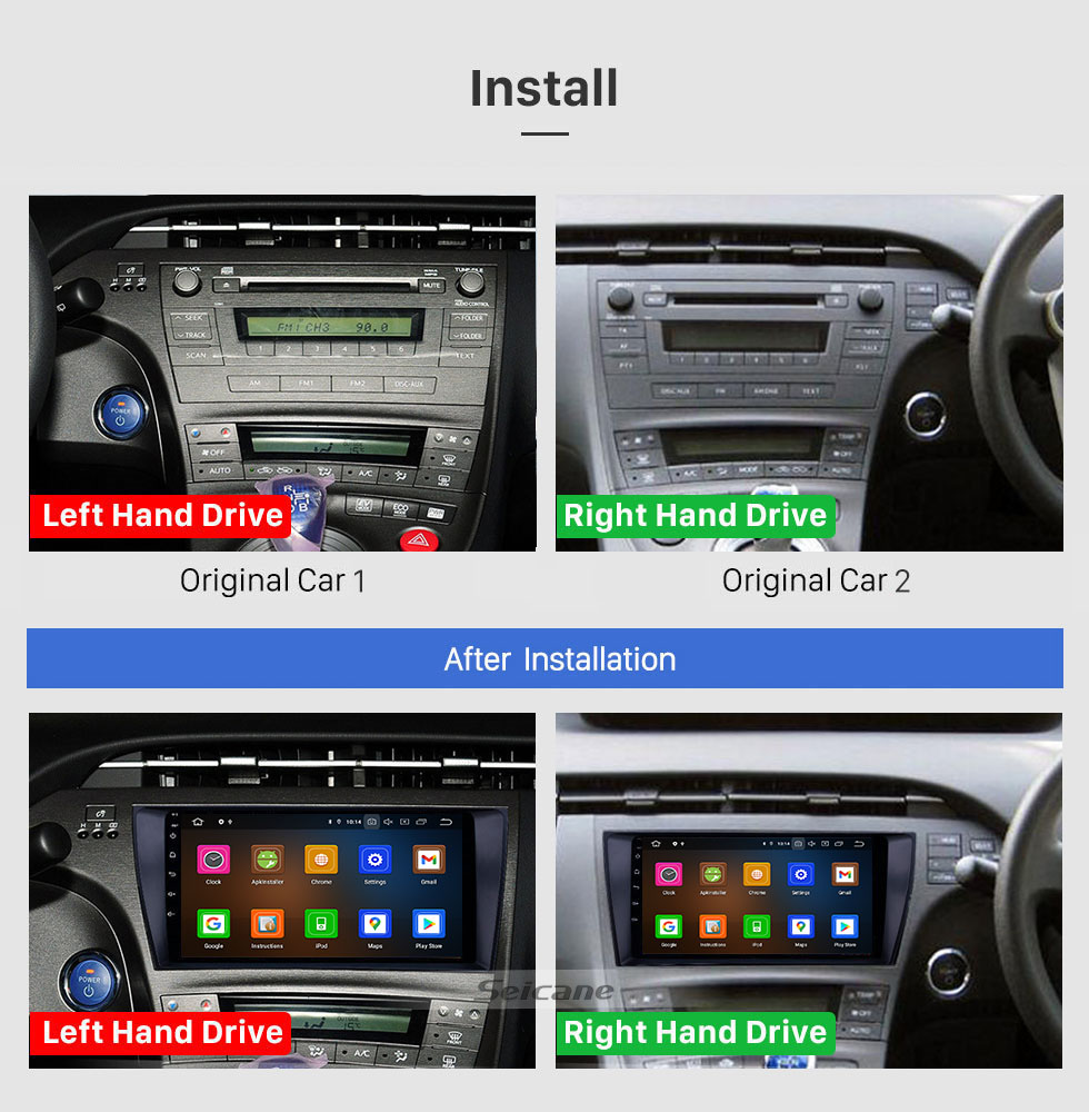 Seicane 2009-2013 Toyota Prius LHD Android 13.0 9 inch GPS Navigation Radio Bluetooth HD Touchscreen WIFI USB Carplay support DAB+ TPMS Seicane 2009-2013 Toyota Prius LHD Android 13.0 9 inch GPS Navigation Radio Bluetooth HD Touchscreen WIFI USB Carplay support DAB+ TPMS