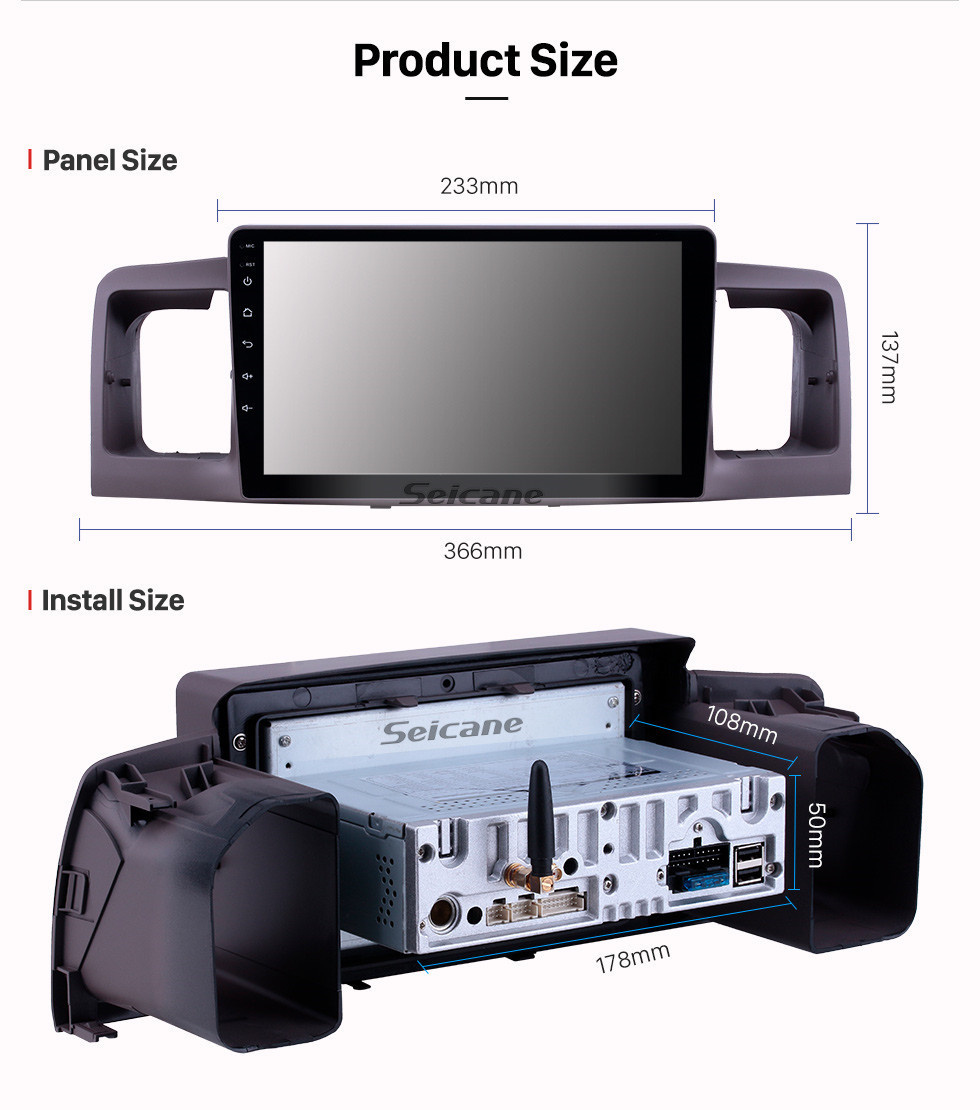 Seicane Android 11.0 9 pouces radio de navigation GPS pour Toyota Corolla 2006-2013 avec écran tactile HD Carplay USB Bluetooth support DVR Digital TV