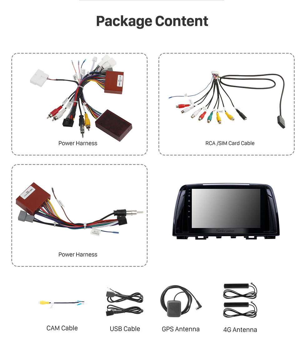 Seicane 9 polegada Android 12.0 Navegação GPS Rádio para 2014-2016 Mazda Atenza com HD Touchscreen Carplay AUX suporte Bluetooth 1080 P