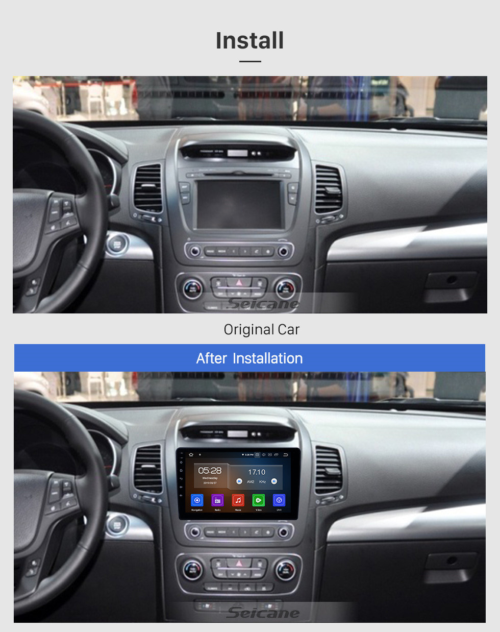 Seicane HD-Touchscreen 2013-2014 KIA Sorento Niedrige Version Android 13.0 9-Zoll-GPS-Navigationsradio Bluetooth WIFI Carplay-Unterstützung OBD2