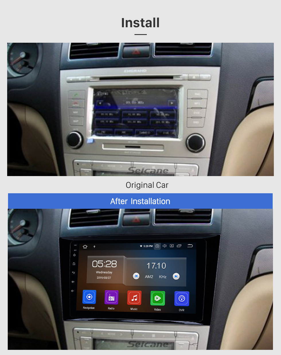 Seicane Android 11.0 9 pouces Radio de navigation GPS pour 2009-2015 Geely Emgrand EC8 avec support tactile Carplay Bluetooth TV numérique