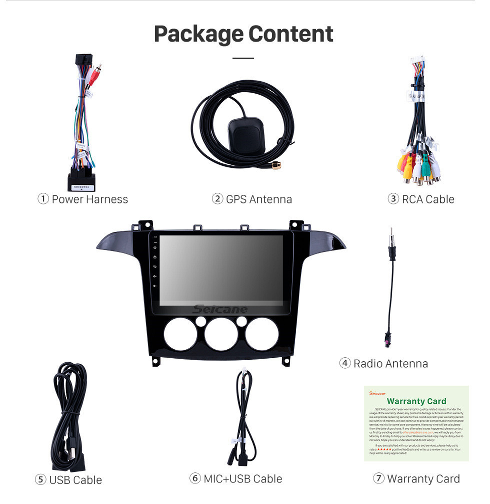 Seicane HD Touchscreen 2007-2008 Ford S-Max Manual A/C Android 11.0 9 inch GPS Navigation Radio Bluetooth WIFI Carplay support OBD2 Seicane HD Touchscreen 2007-2008 Ford S-Max Manual A/C Android 11.0 9 inch GPS Navigation Radio Bluetooth WIFI Carplay support OBD2