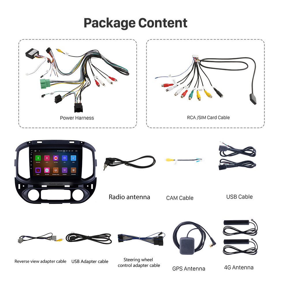 Seicane Pantalla táctil HD 2015-2017 chevy Chevrolet Colorado Android 13.0 9 pulgadas Navegación GPS Radio Bluetooth WIFI Carplay compatible con OBD2