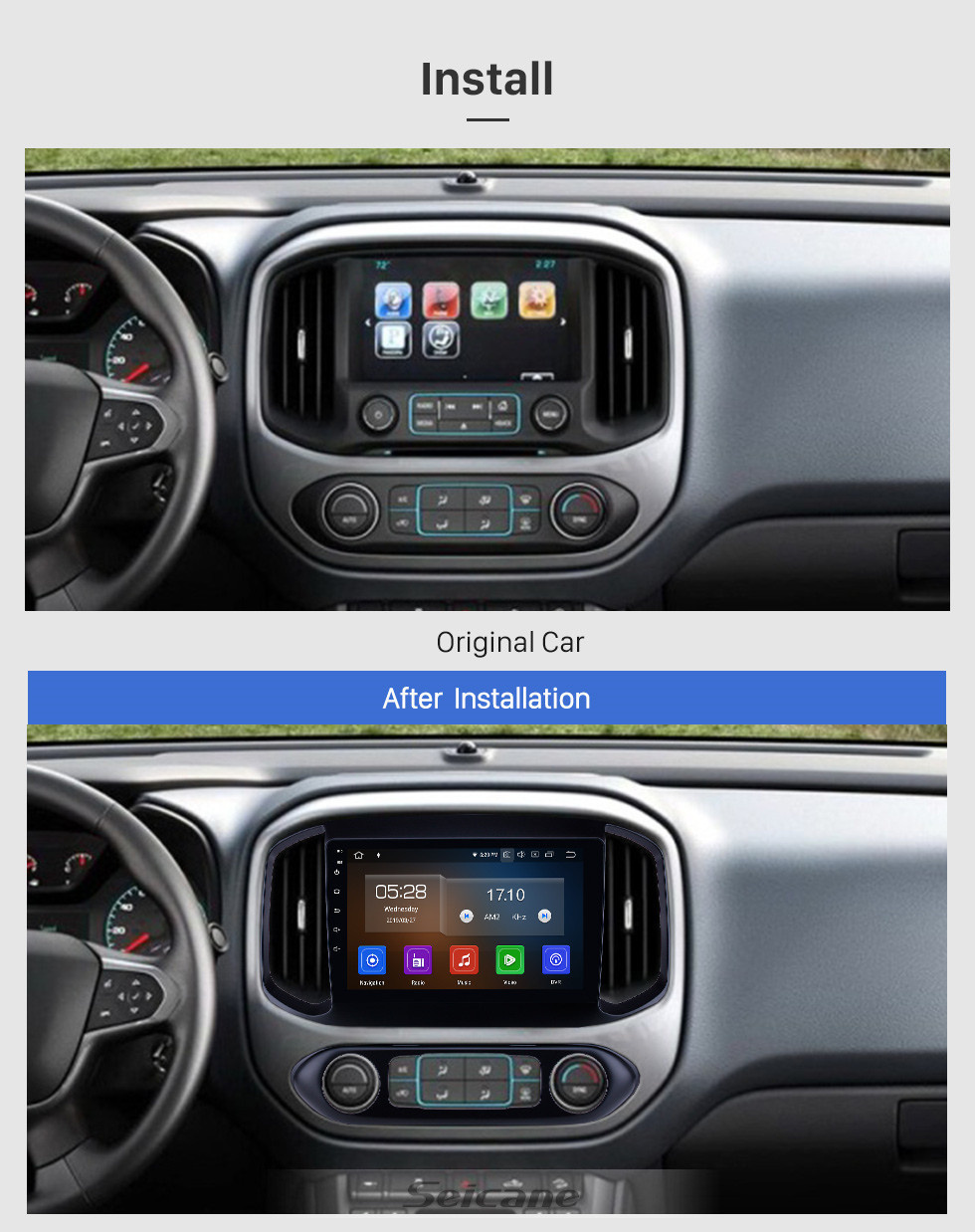Seicane Écran tactile HD 2015-2017 chevy Chevrolet Colorado Android 13.0 9 pouces Navigation GPS Radio Bluetooth WIFI Prise en charge de Carplay OBD2