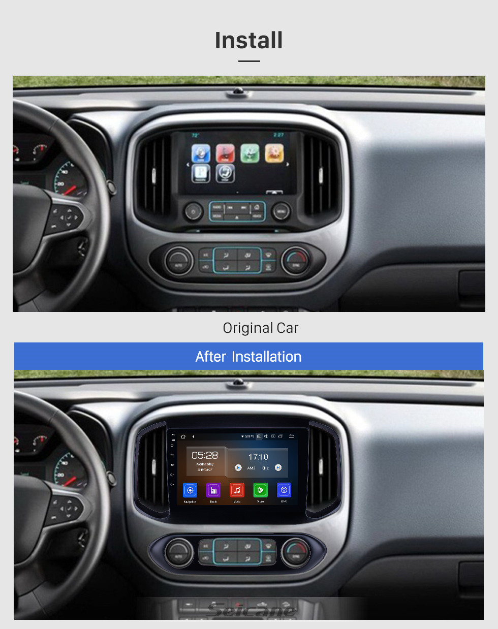 Seicane HD Touchscreen 2015-2017 chevy Chevrolet Colorado Android 13.0 9 polegadas Navegação GPS Rádio Bluetooth WIFI Carplay suporte OBD2