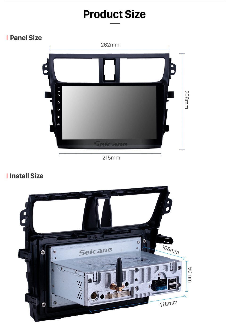 Seicane 2015-2018 Suzuki Celerio Android 11.0 9 pulgadas Navegación GPS Radio Bluetooth HD Pantalla táctil USB Compatible con Carplay TV digital DAB +